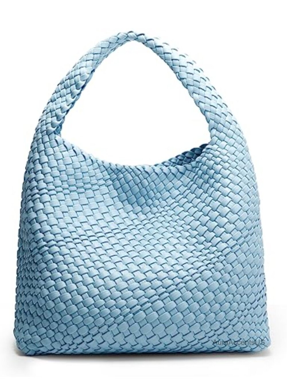 Woven Vegan Leather Hobo Tote Bag Women Top-Handle Shoulder Handbag